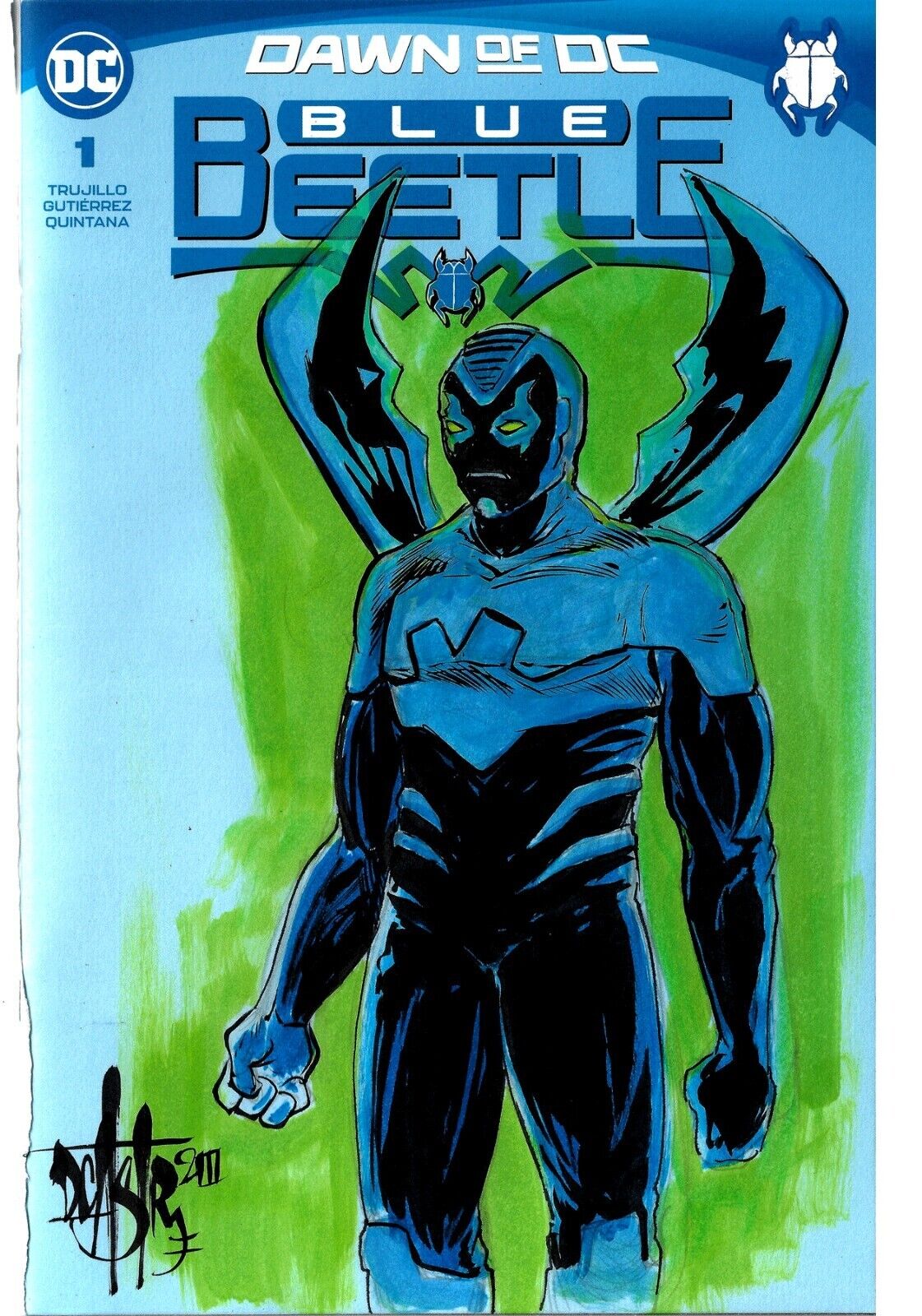 Blue Beetle #1 (2023) Sketch Variant DC Comic w Original DCastr Jaime Reyes Art