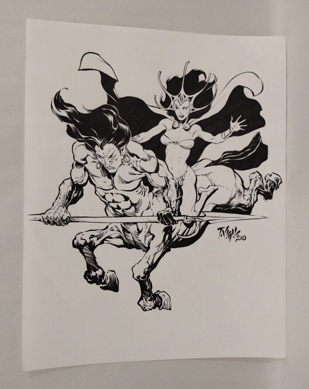 Original Tim Vigil Moon Maid & Centaur Inked Illustration 11 X 14 Signed