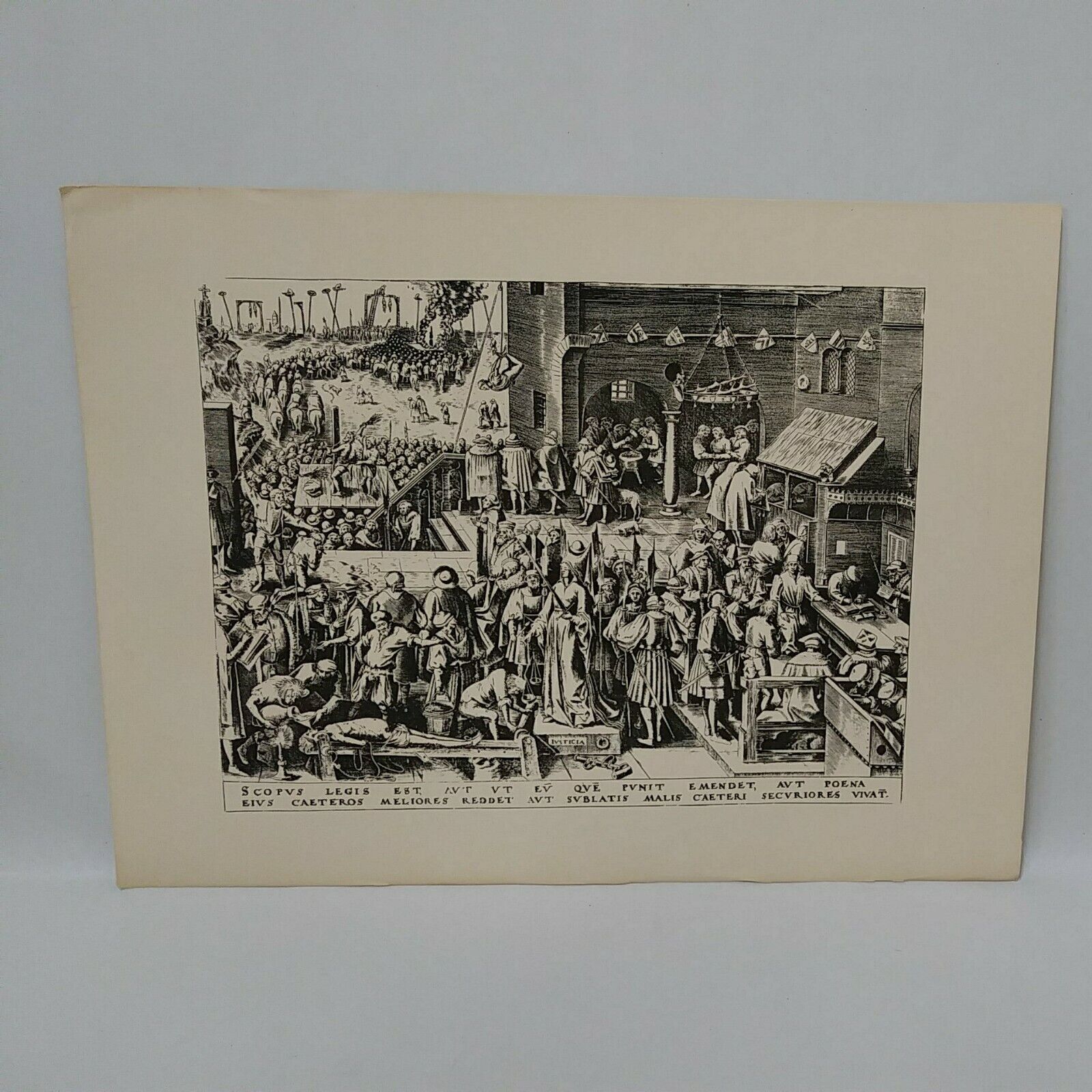 Lot Of 9 Vintage Copies of Pieter Brueghel Print Political Satire Illustrations