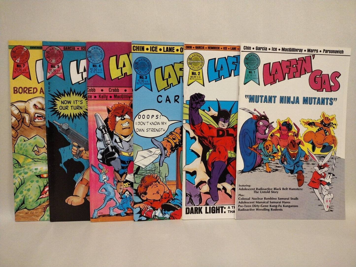 Laffin' Gas #1-5 7 (1986) Blackthorne Comic Parody Lot Cerebus Batman He-Man 