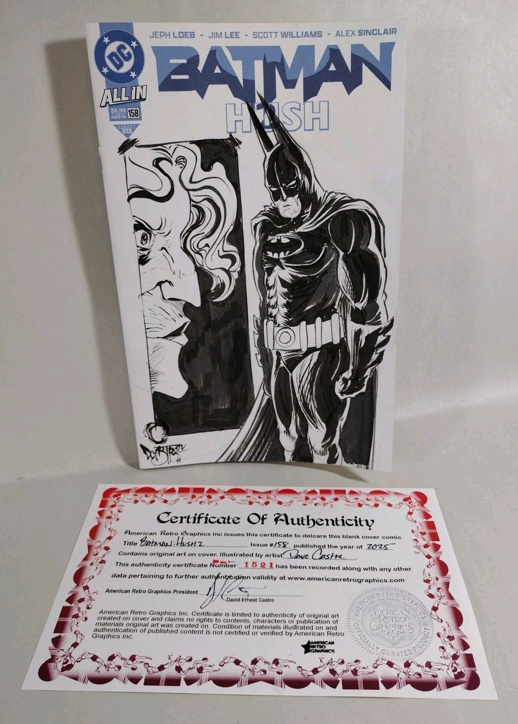 Batman 158 Hush 2 (2025) DC Comic Sketch Variant Cover W Original Dave Castr Art