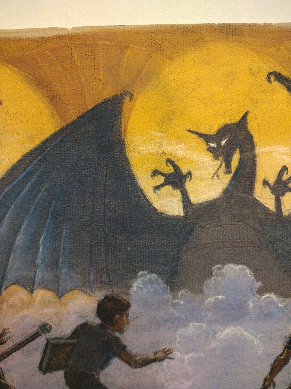 Original Doug Lefler (1984) Fantasy Oil Pastel Illustration Set Wolves Dragon 