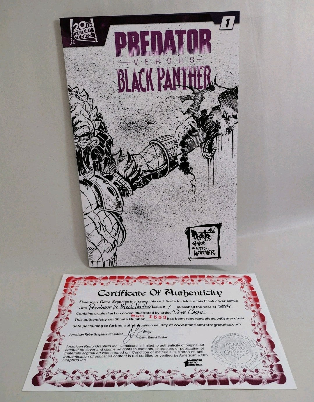 Predator Vs Black Panther 1 (2024) Marvel Sketch Cover W Original Dave Castr Art