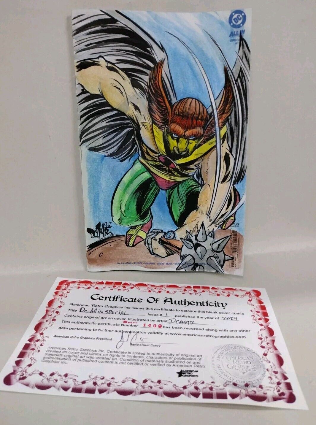 DC All In Special 1 (2024) Sketch Var Cover Comic W Original DCastr Hawkman Art