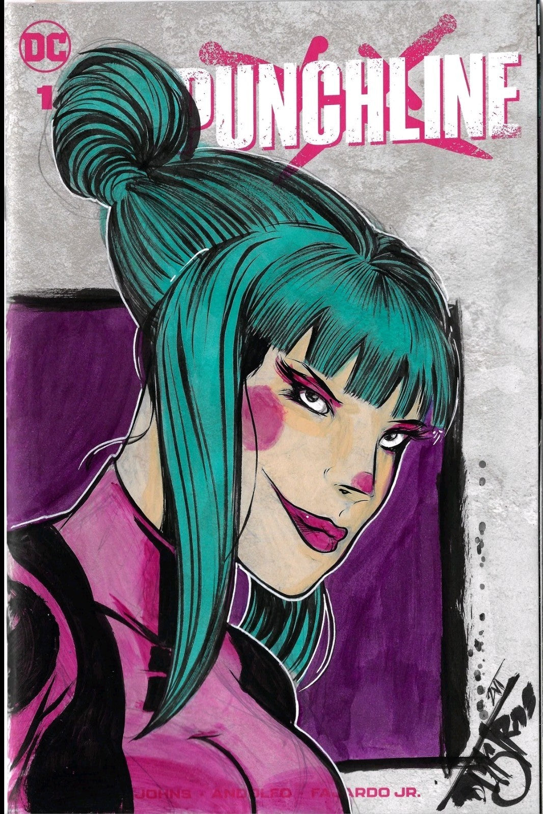Punchline #1 (2021) DC Comic Sketch Cover W Original Dave Castr Art