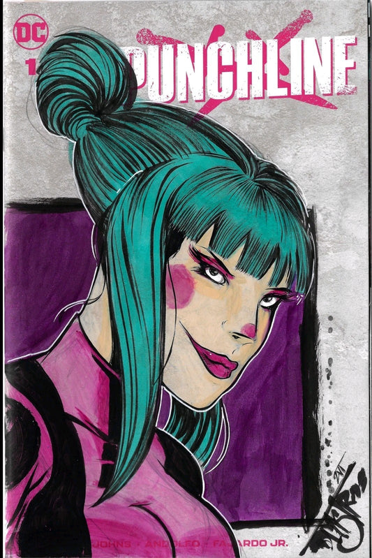 Punchline #1 (2021) DC Comic Sketch Cover W Original Dave Castr Art