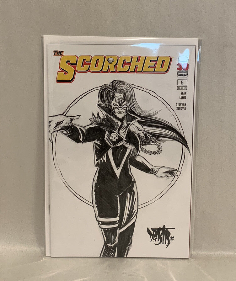 The SCORCHED #5 Blank Sketch Variant Cover Comic 2023 W Original Art Dave Castr