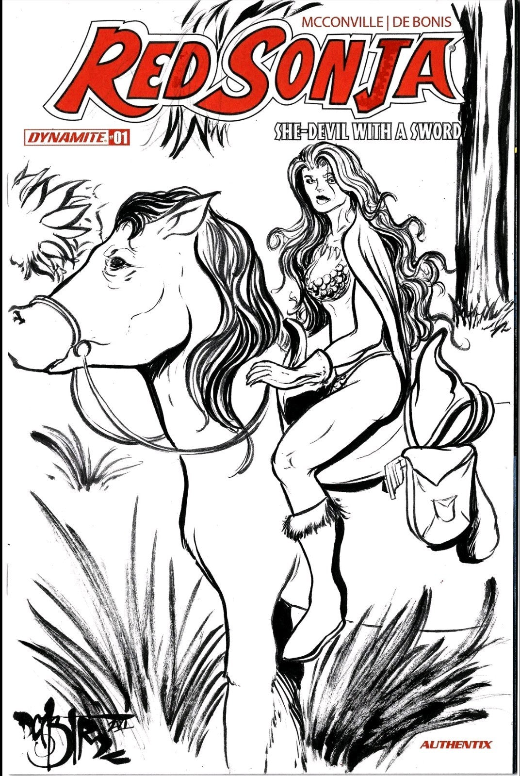 Red Sonja 1 (2026) Dynamite Comic Sketch Cover Variant W Original Dave Castr Art
