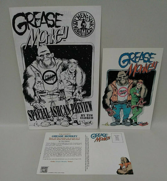 Grease Monkey (1995) Ashcan w Postcards Kitchen Sink Comic Tim Eldred