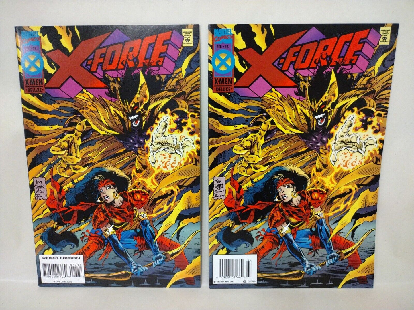 X-Force #43 (1994) Marvel Comic Set Tony Daniel Newsstand + Regular Ed W Cards