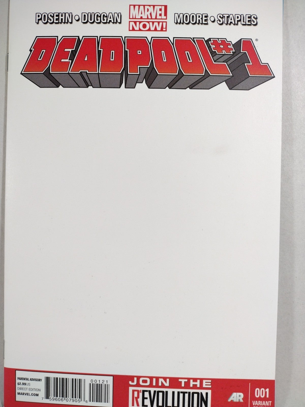 Deadpool #1 (2013) Marvel Comic Blank Sketch Variant Cover Posehn Duggan New NM