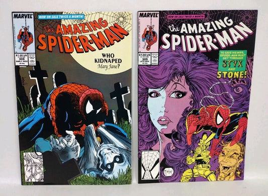 Amazing Spider-Man #308 309 (1987) Todd McFarlane Marvel Comic Lot VF-NM