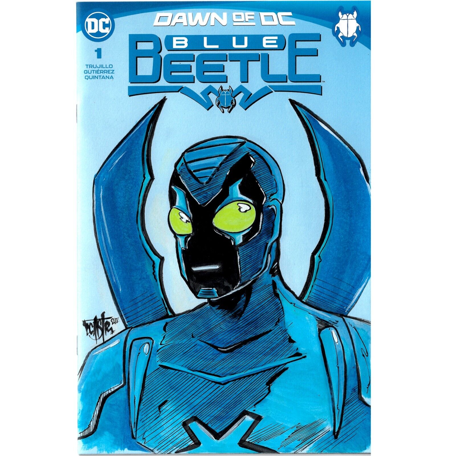 Blue Beetle #1 (2023) Sketch Variant DC Comic w Original DCastr Jaime Reyes Art