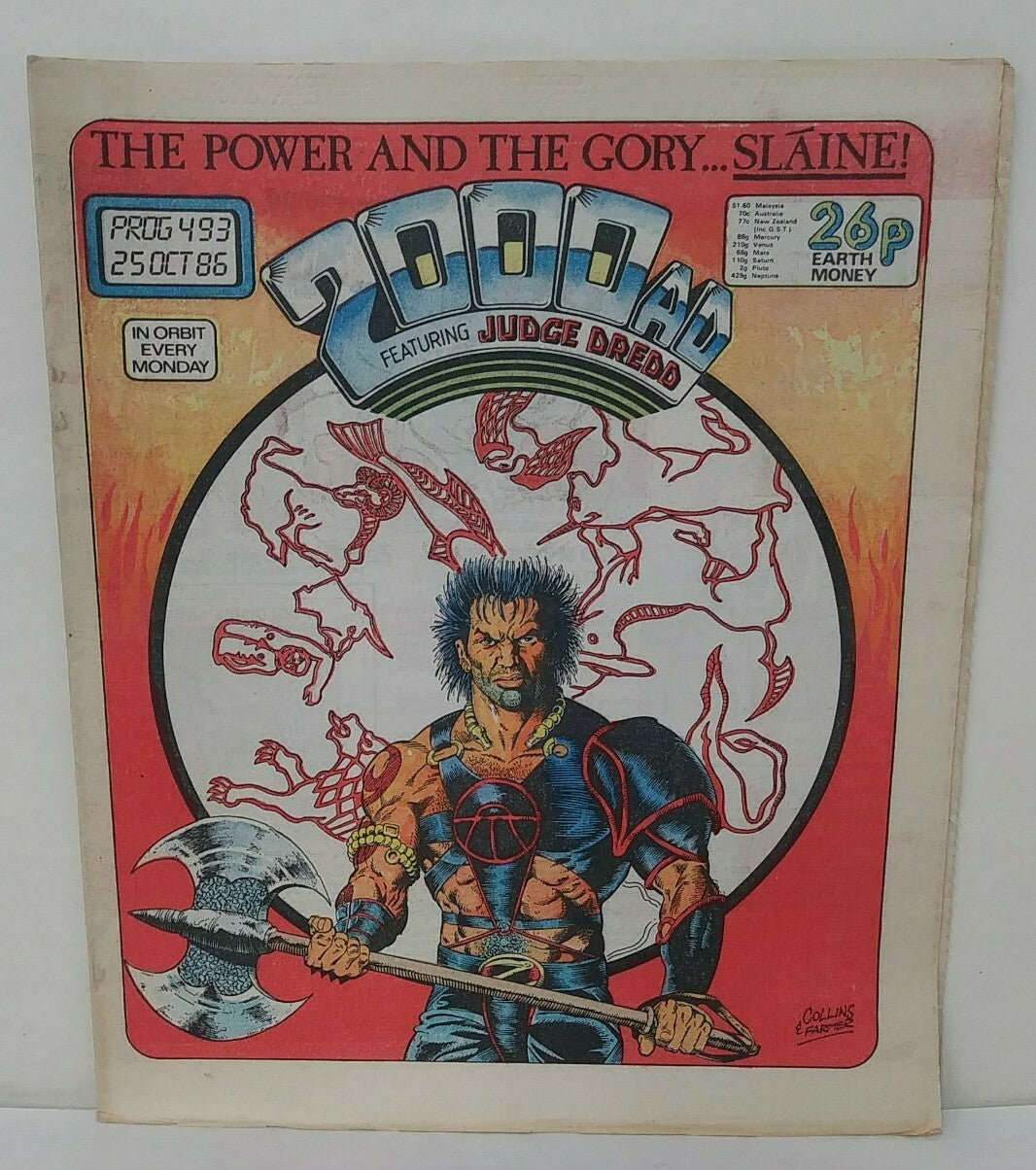 2000ad (1986) Prog 493 Judge Dredd Slaine Strontium Dog Uk Newsprint Comic