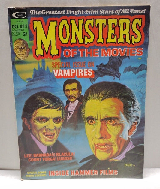 Monsters Of The Movies #3 (1974) Curtis Magazine All Vampire Issue Hammer Films