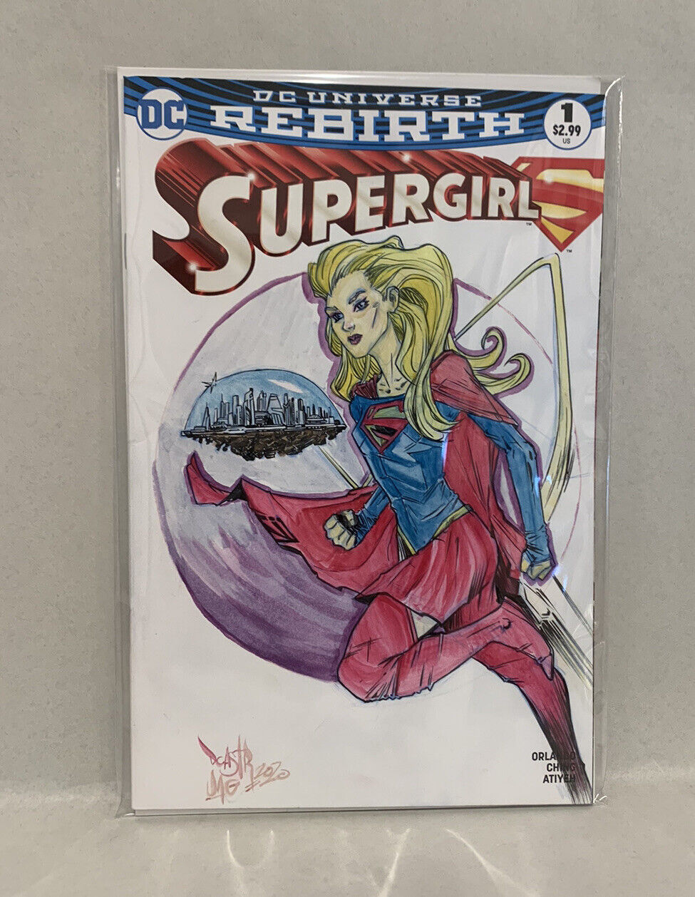 SUPERGIRL (DC REBIRTH) #1 Blank Variant Cover Comic W Original Art Dave Castr