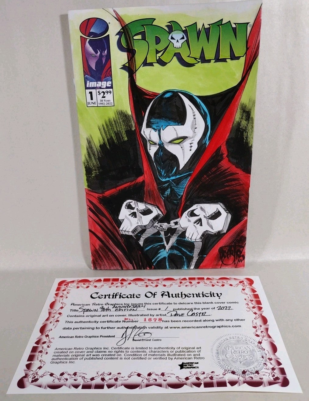 Spawn 1 30th Anniversary 2022 Sketch Cover Image Comic w Original Dave Castr Art