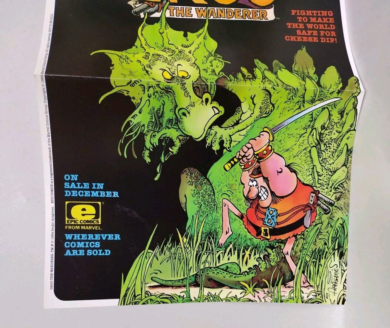 Sergio Aragone's GROO The Wanderer (1984) Epic Comics Retailer Poster Folded