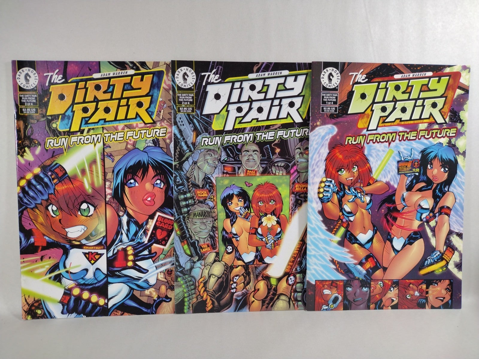 Dirty Pair Run From The Future (2000) Dark Horse Manga Comic Lot #1 2 3 A Warren