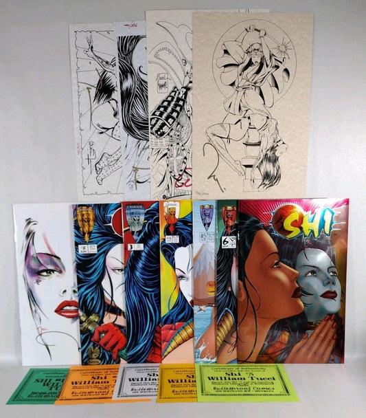 Shi Way Of The Warrior 1995 Crusade Comic Signed Lot 1 2 3 4 5 6 7 Set W Prints