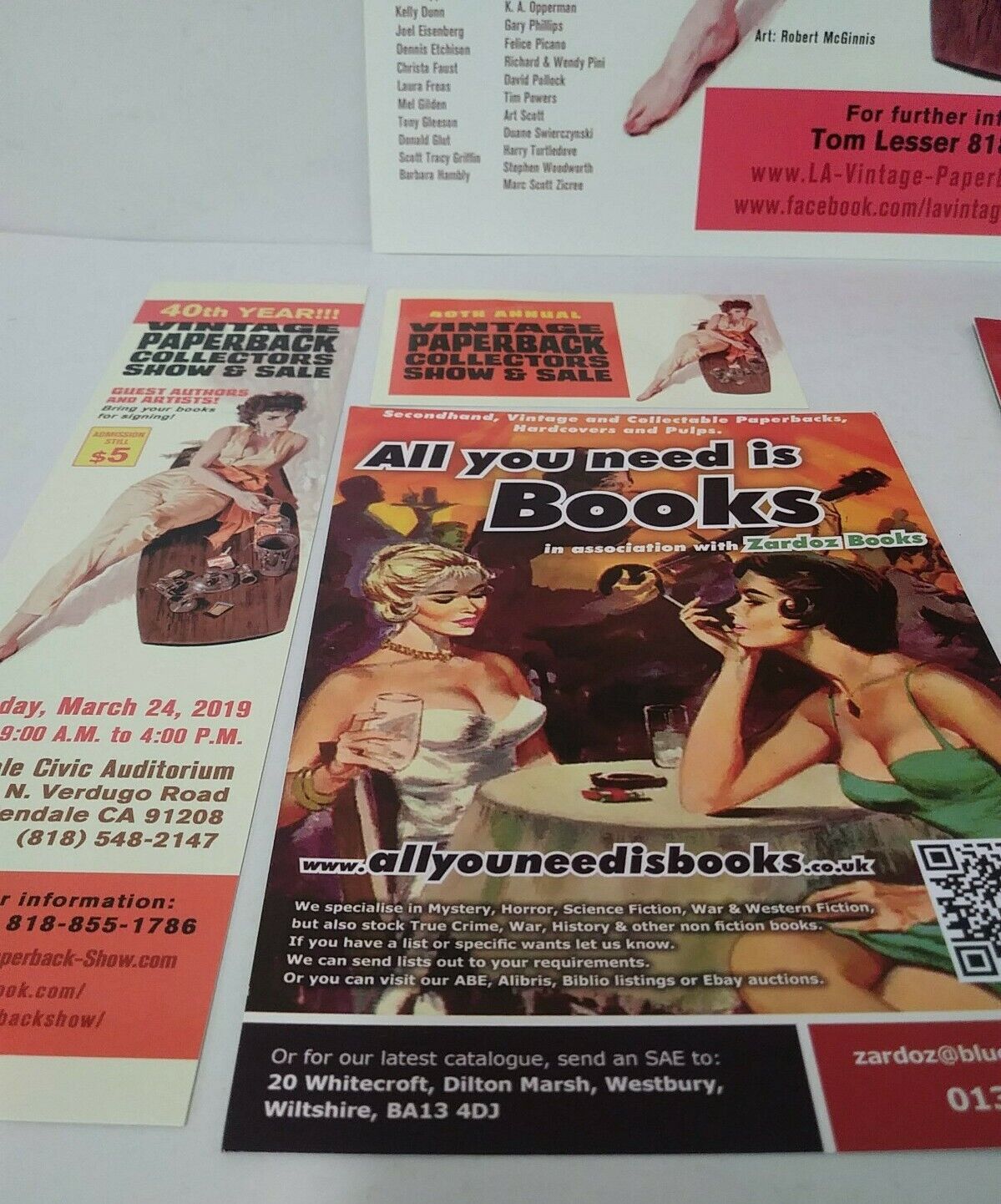 Vintage Paperback Collector Show Glendale California (2019) 7 Piece Flyer Set