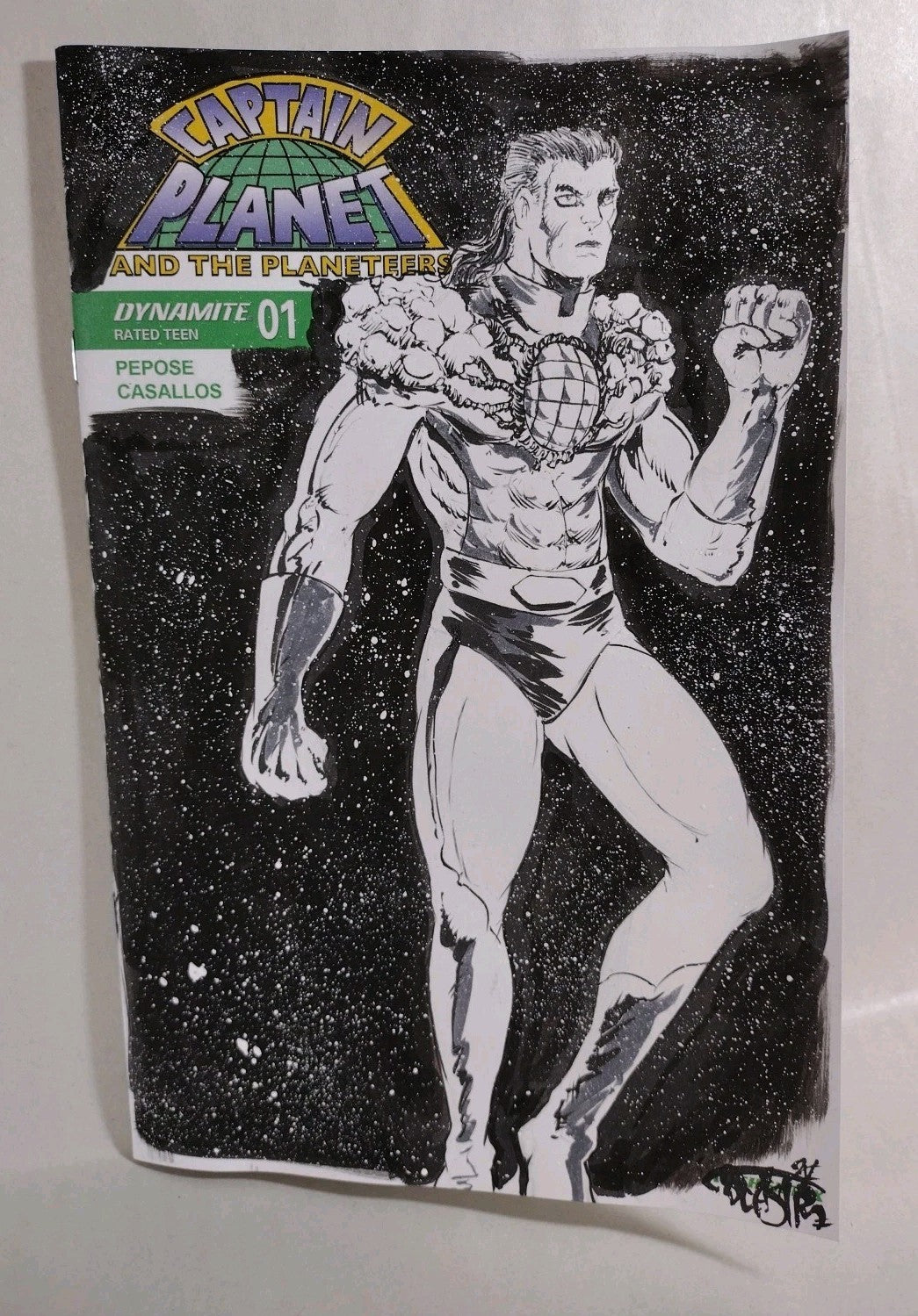 Captain Planet #1 (2025) Dynamite Comic Sketch Cover W Original Dave Castr Art