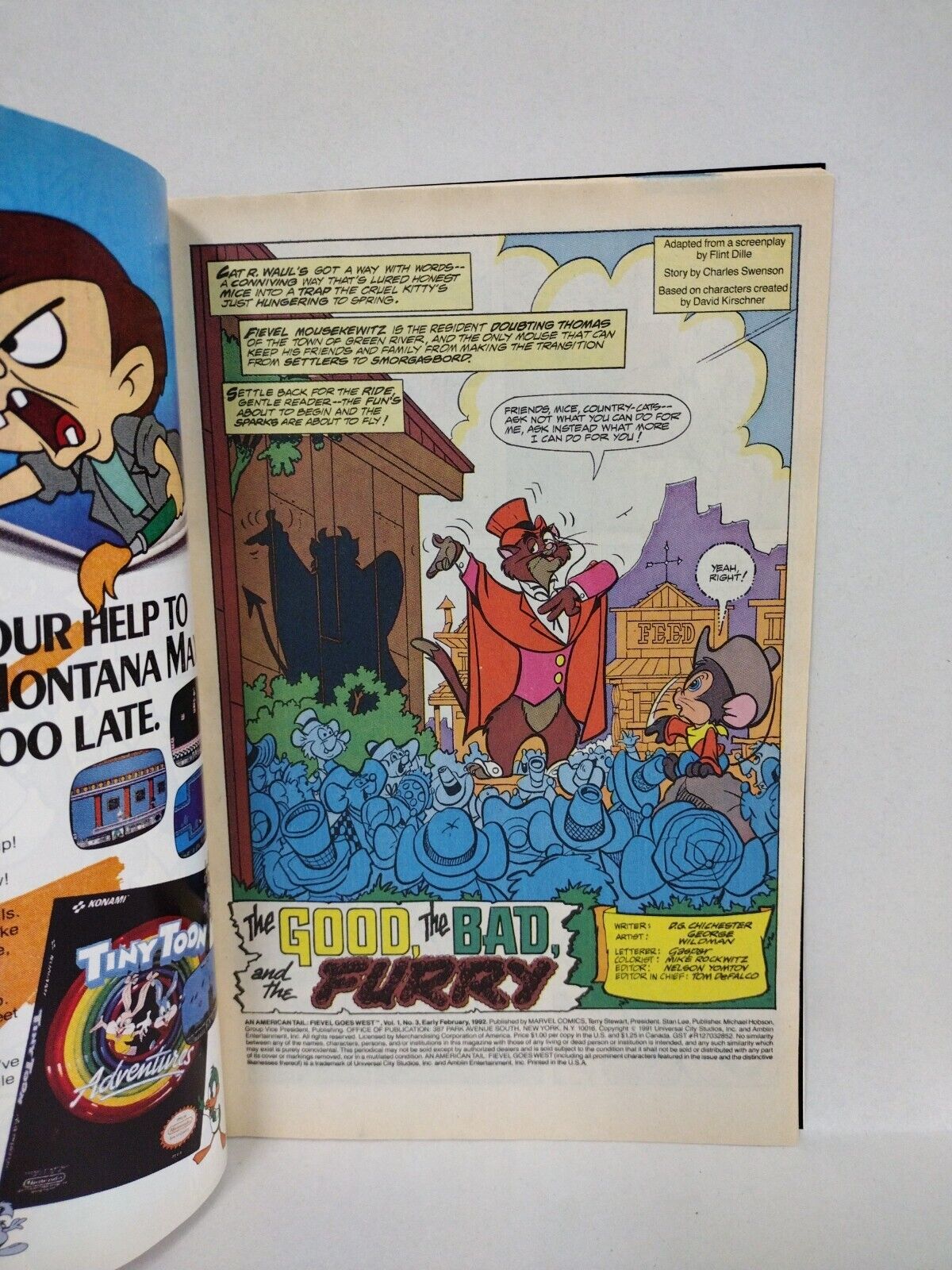 An American Tail Fievel Goes West (1992) Complete Marvel Comic Set #1 2 3 VF