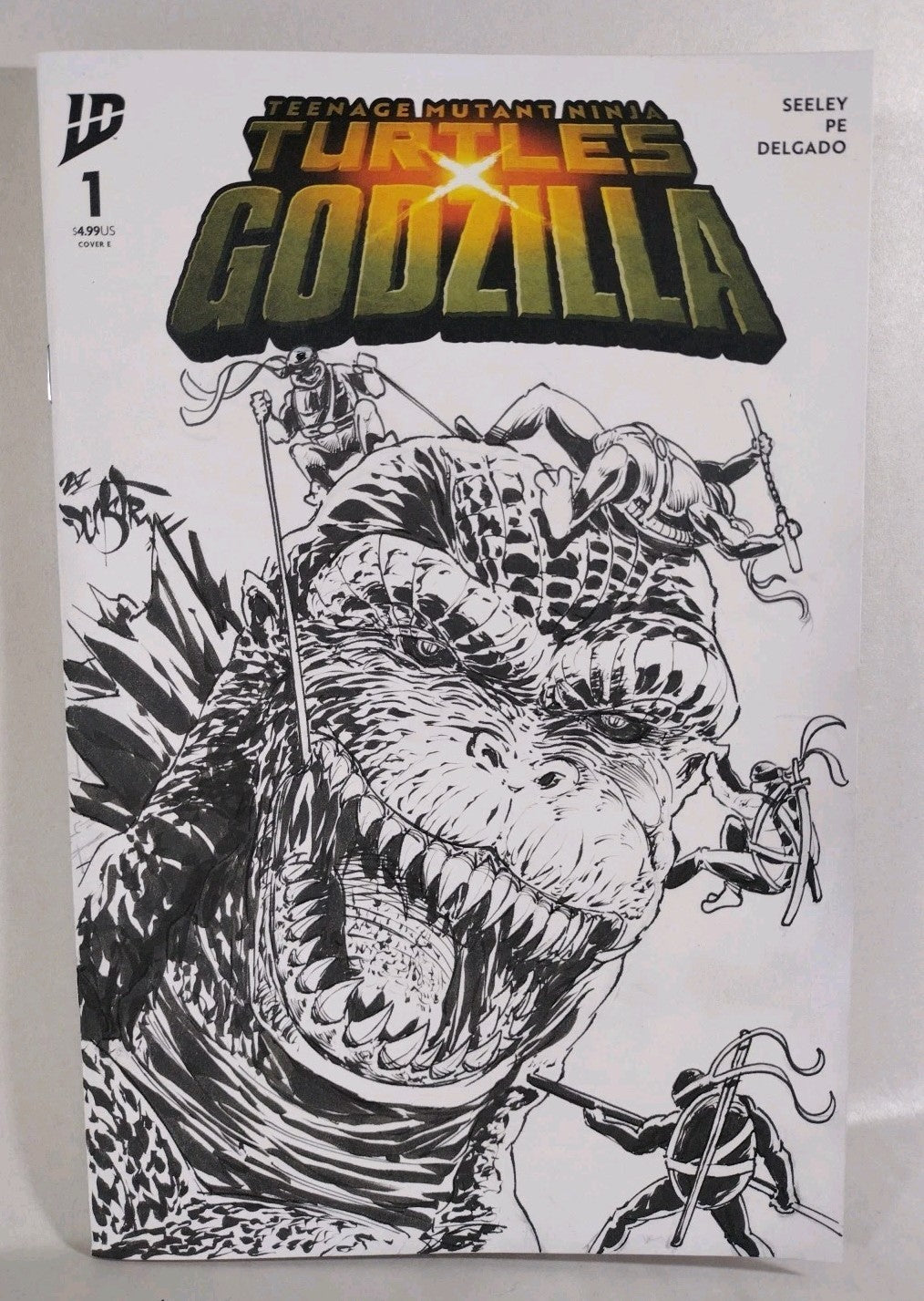 TMNT Godzilla #1 (2025) IDW Sketch Cover Comic W Original Dave Castr Art