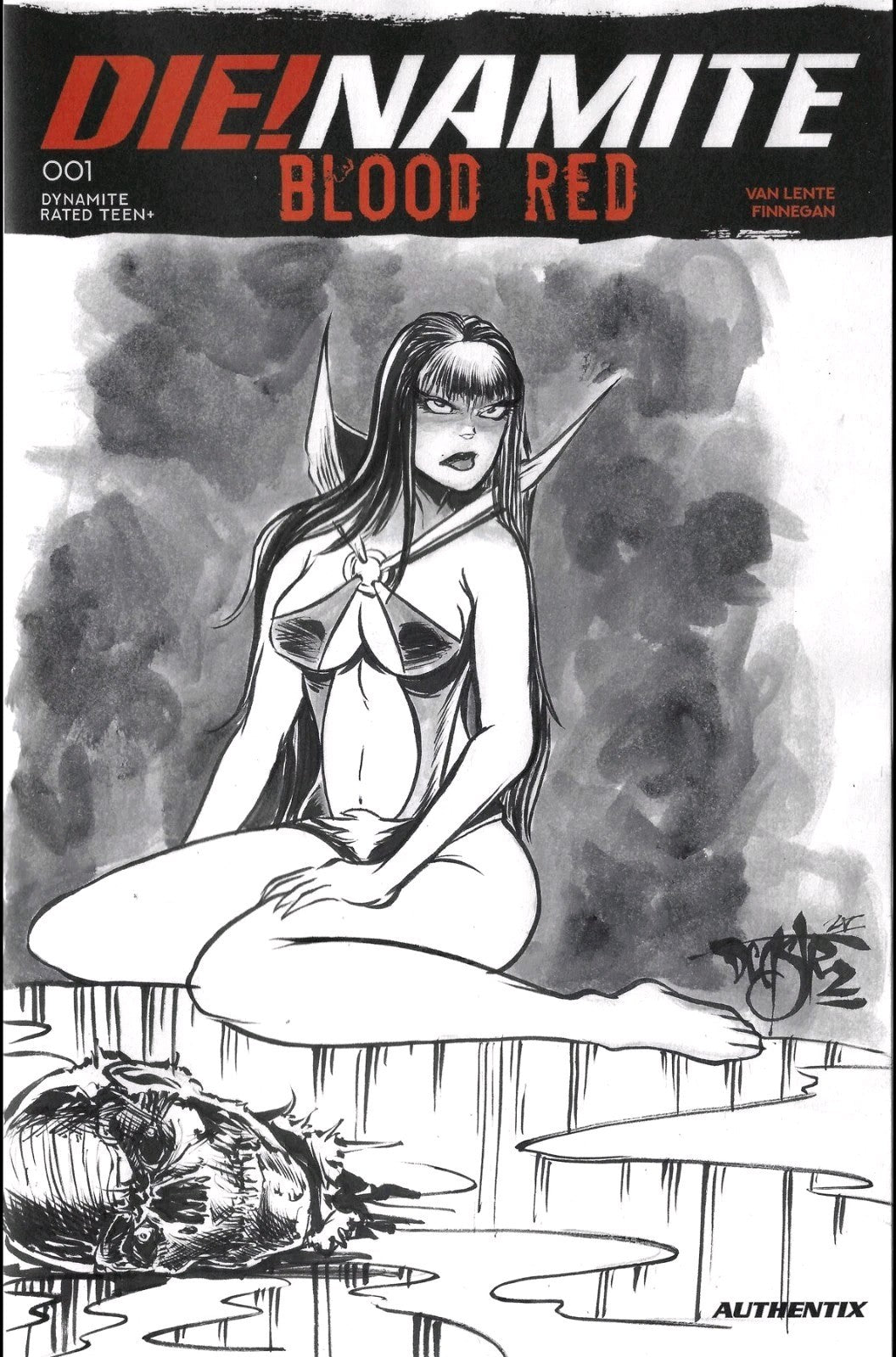 Die! Namite Blood Red #1 (2025) Dynamite Sketch Cover Comic W Original Art