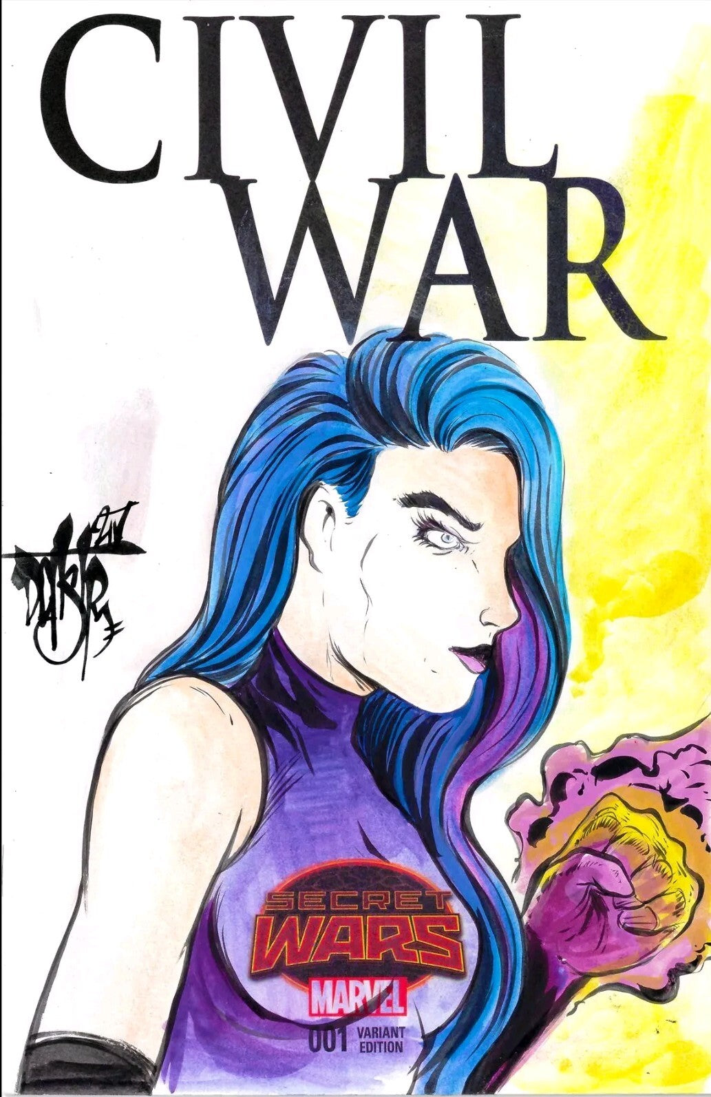 CIVIL WAR #1 (2015) Marvel Sketch Variant Comic W Original DCastr Psylocke Art
