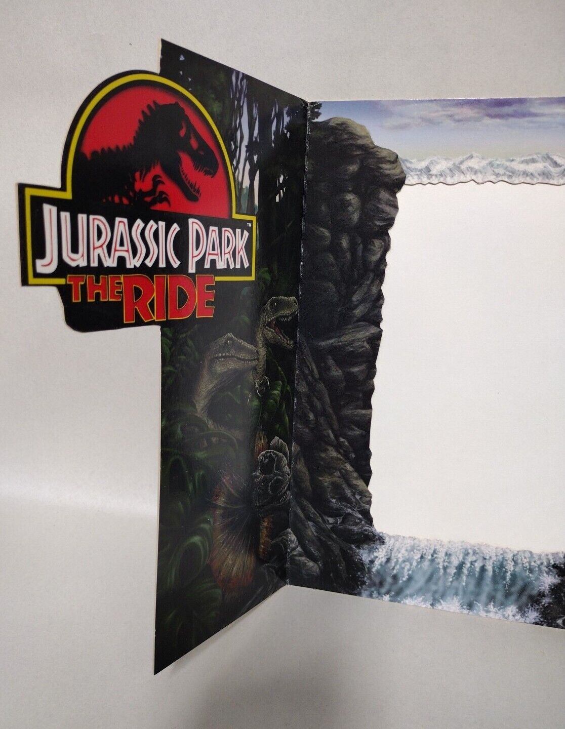 Jurassic Park The Ride 1990s Souvenir Photo Frame W Photo 8 X 10.25 Folded