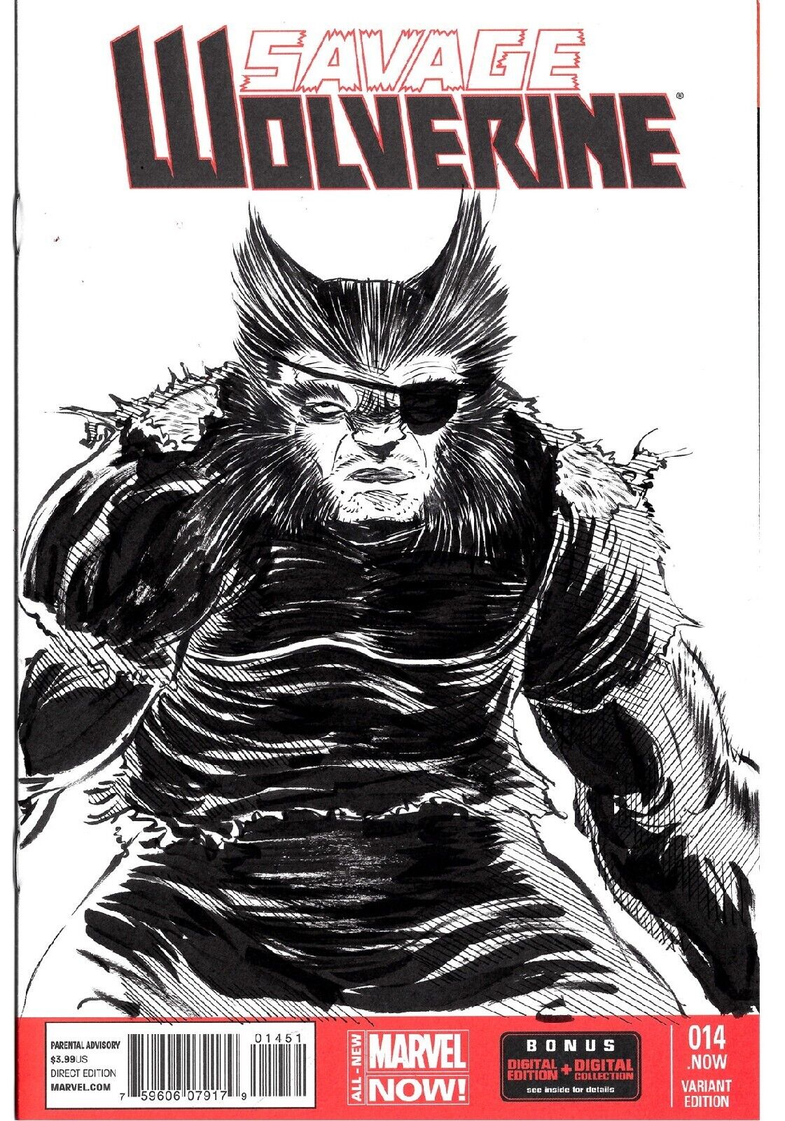 Savage Wolverine 14 (2014) Marvel Blank Variant Comic w Original Dave Castr Art