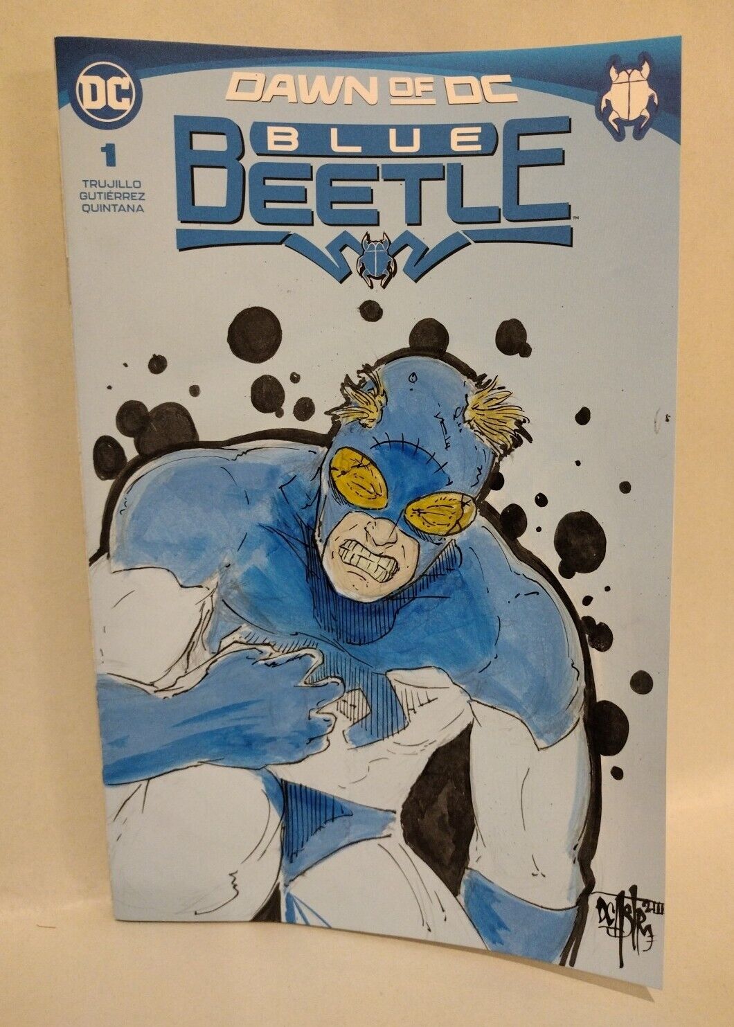 Blue Beetle #1 (2023) Sketch Variant DC Comic w Original Dave Castr Ted Kord Art