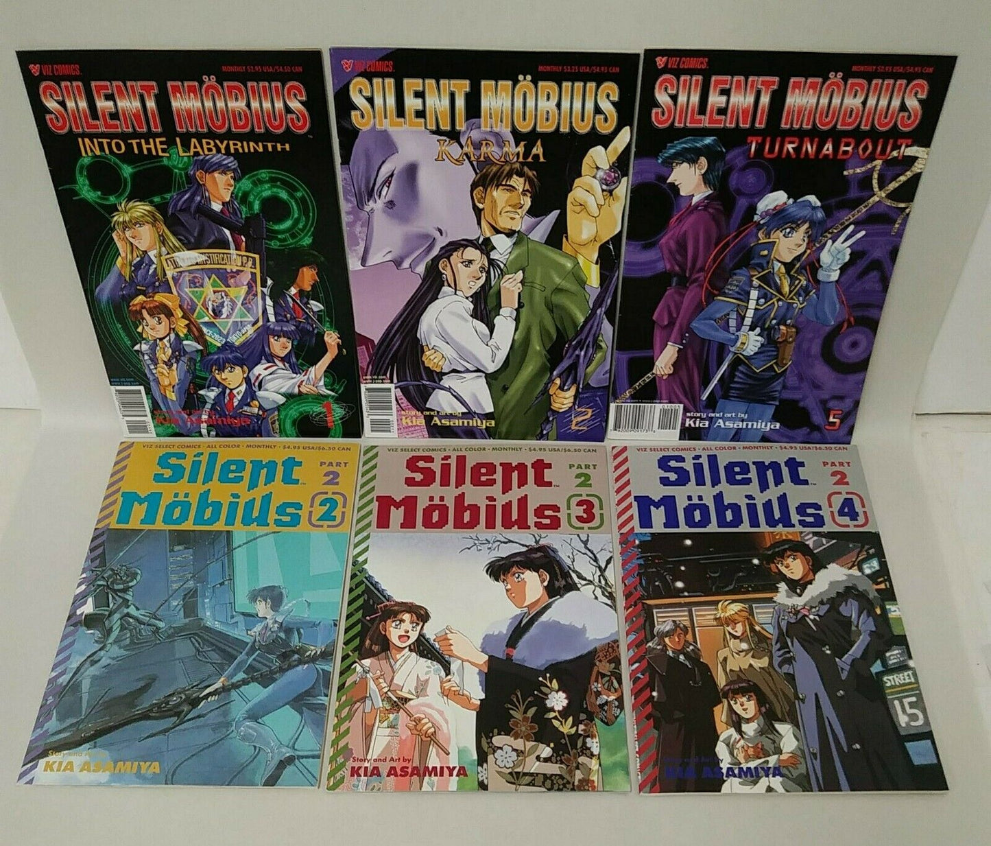 Silent Möbius VIZ Comic Lot Part 2 #2-4 Karma 2 Turnabout 5 Into The Labyrinth 1