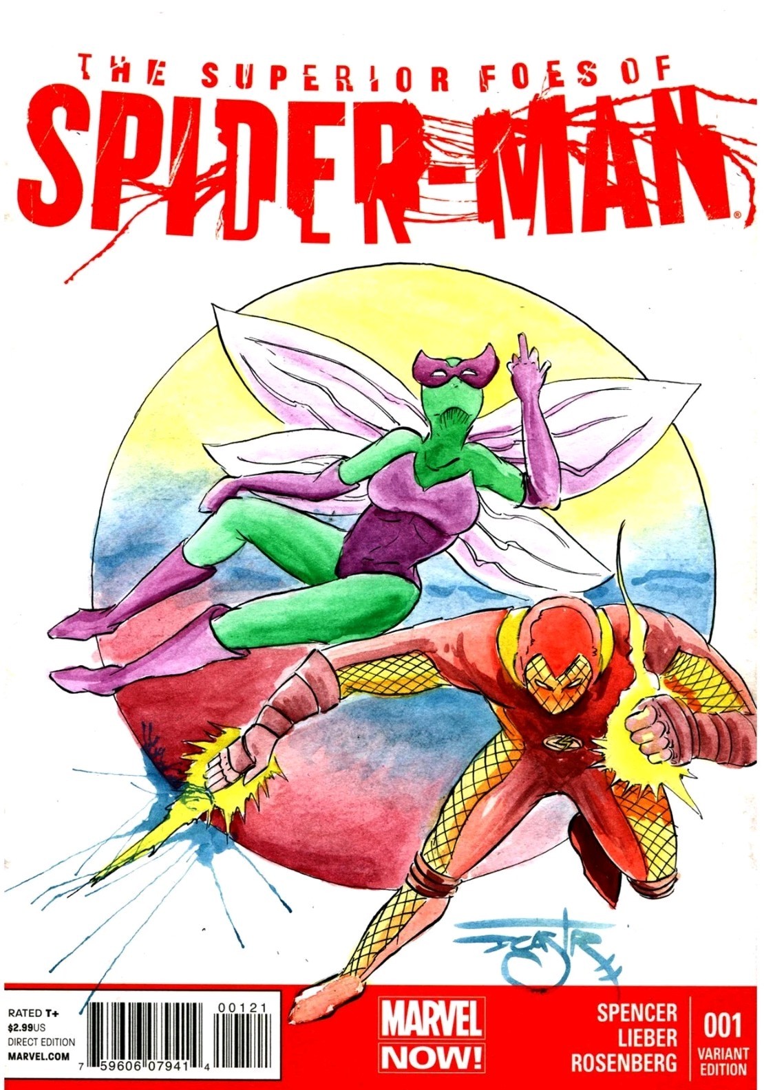 Superior Foes of Spider-Man 1 Marvel Sketch Variant Comic W Original DCastr Art 