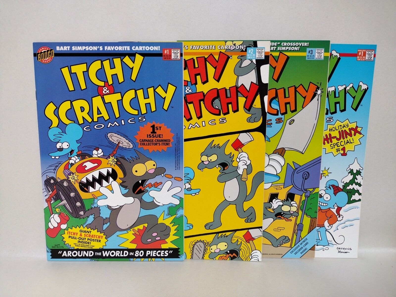 Itchy & Scratchy (1993) Complete Bongo Comic Lot Set #1 2 3 Holiday Special #1 