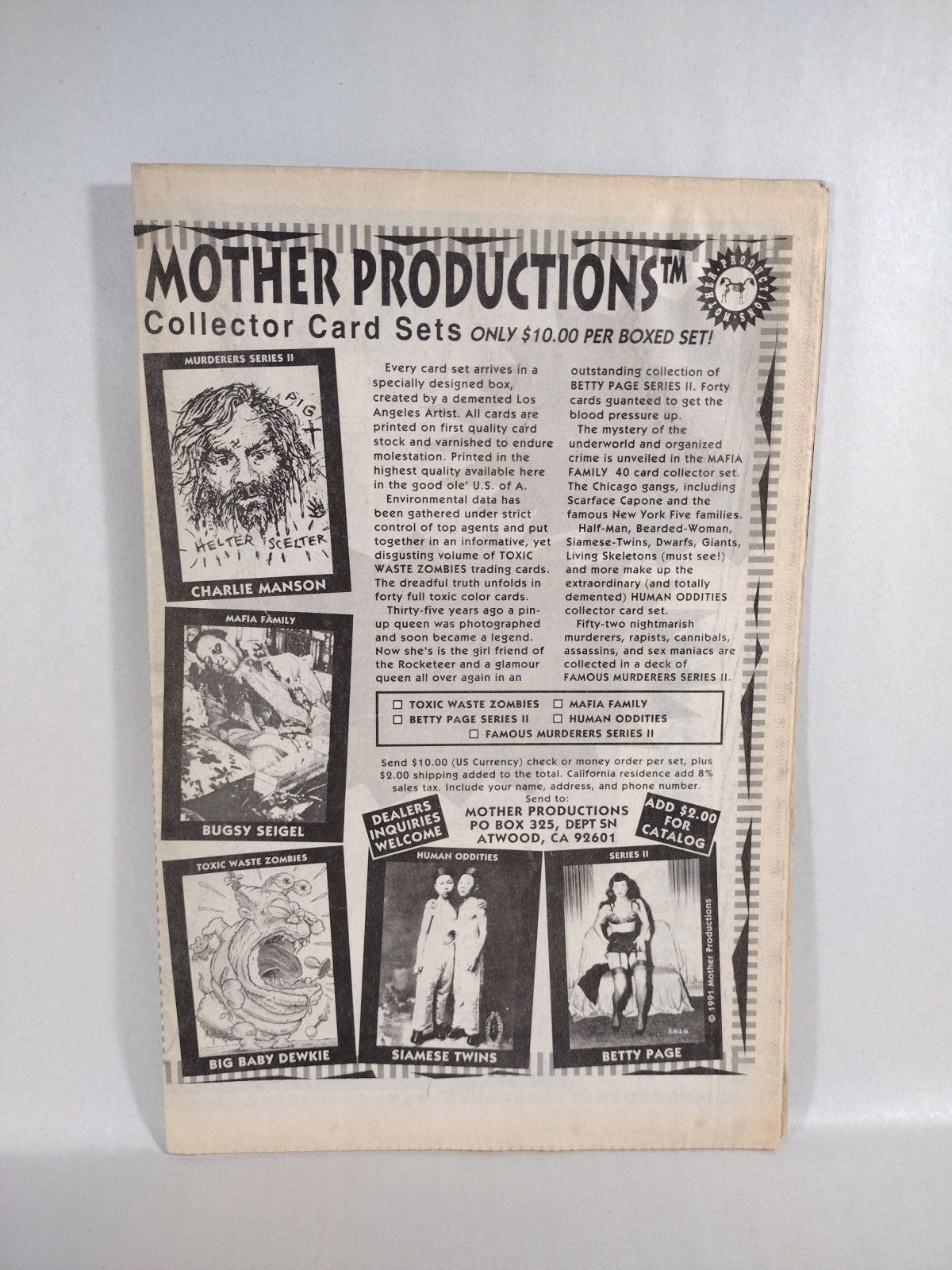 Syn Magazine (1990) Complete Newspaper Run 1 2 3 4 5 6 Horror Movie Comic Run