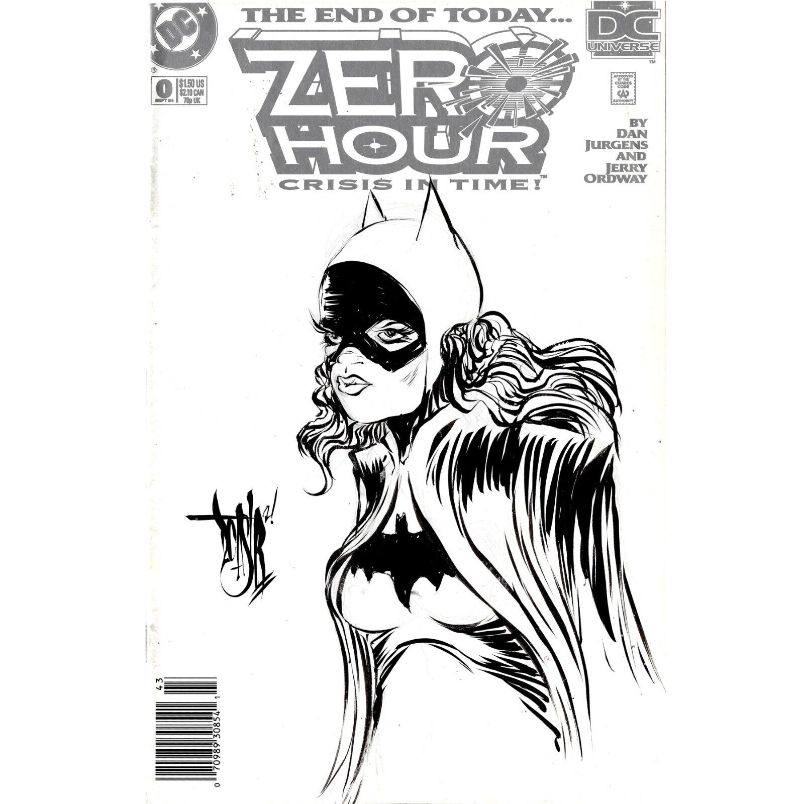 ZERO HOUR Blank Sketch Variant Cover DC Comic 1994 Original Art Dave Castr