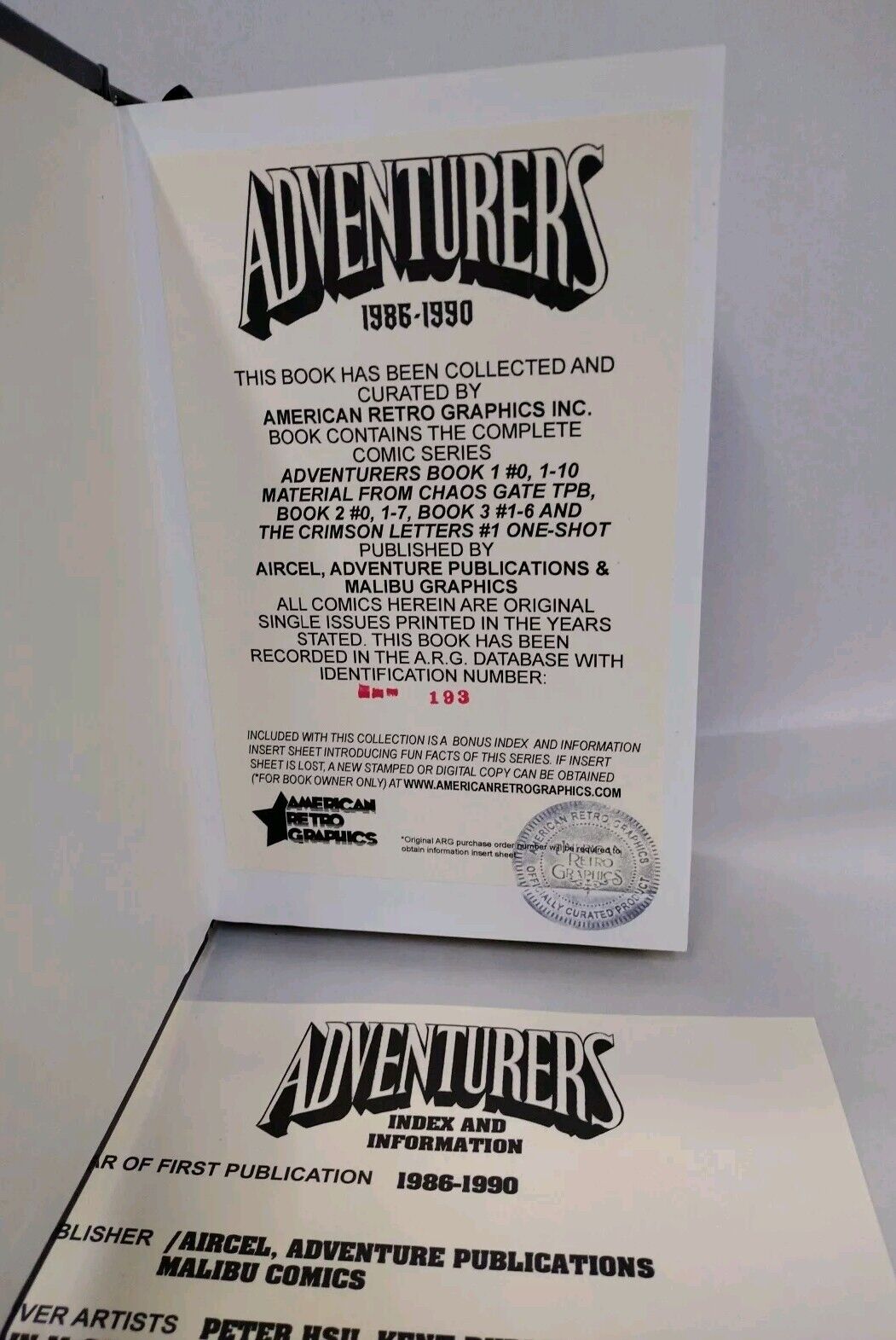 Adventurers Omnibus (1986) ARG Custom Bound Comics Kent Burles Behnke Hardcover