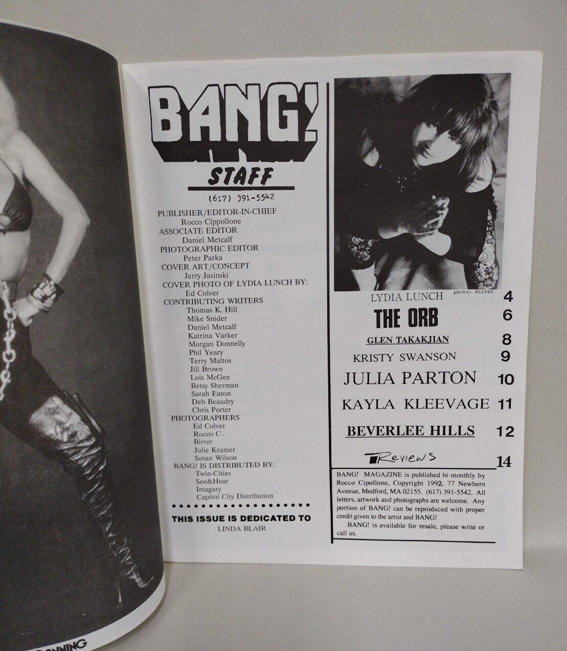 Bang! Magazine #23 (1992) Lydia Lunch Kristy Swanson Glen Takakjian Interview