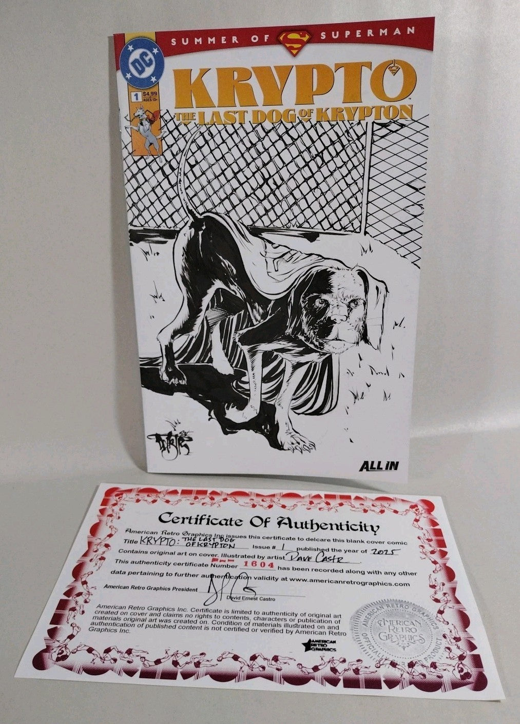 Krypto LDOK #1 (2025) DC Sketch Variant Cover Comic W Original Dave Castr Art