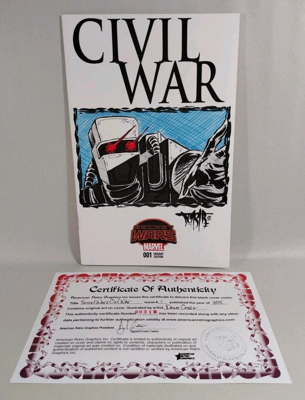 CIVIL WAR #1 (2015) Marvel Sketch Variant Comic W Original Dave Castr ROM Art