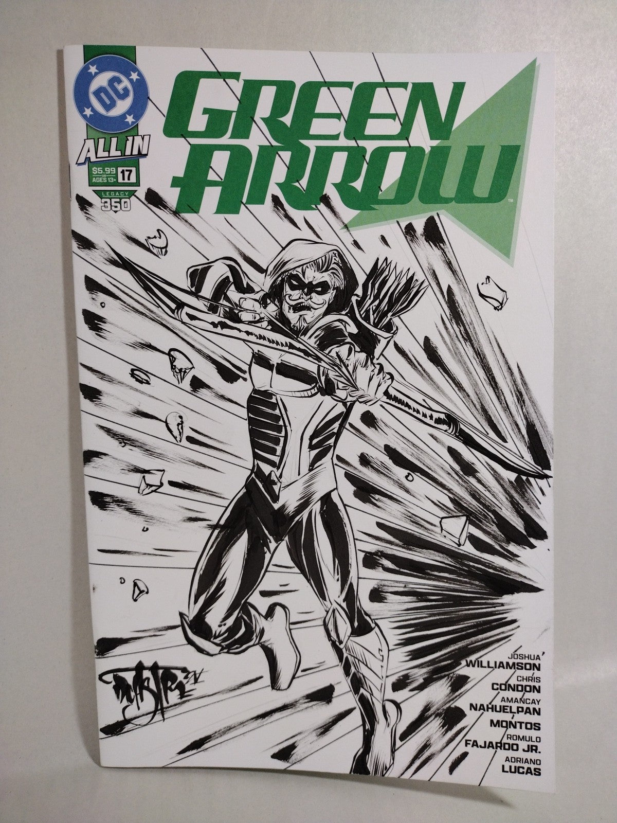 Green Arrow #17 (2024) DC Comic Sketch Variant Cover W Original Dave Castr Art