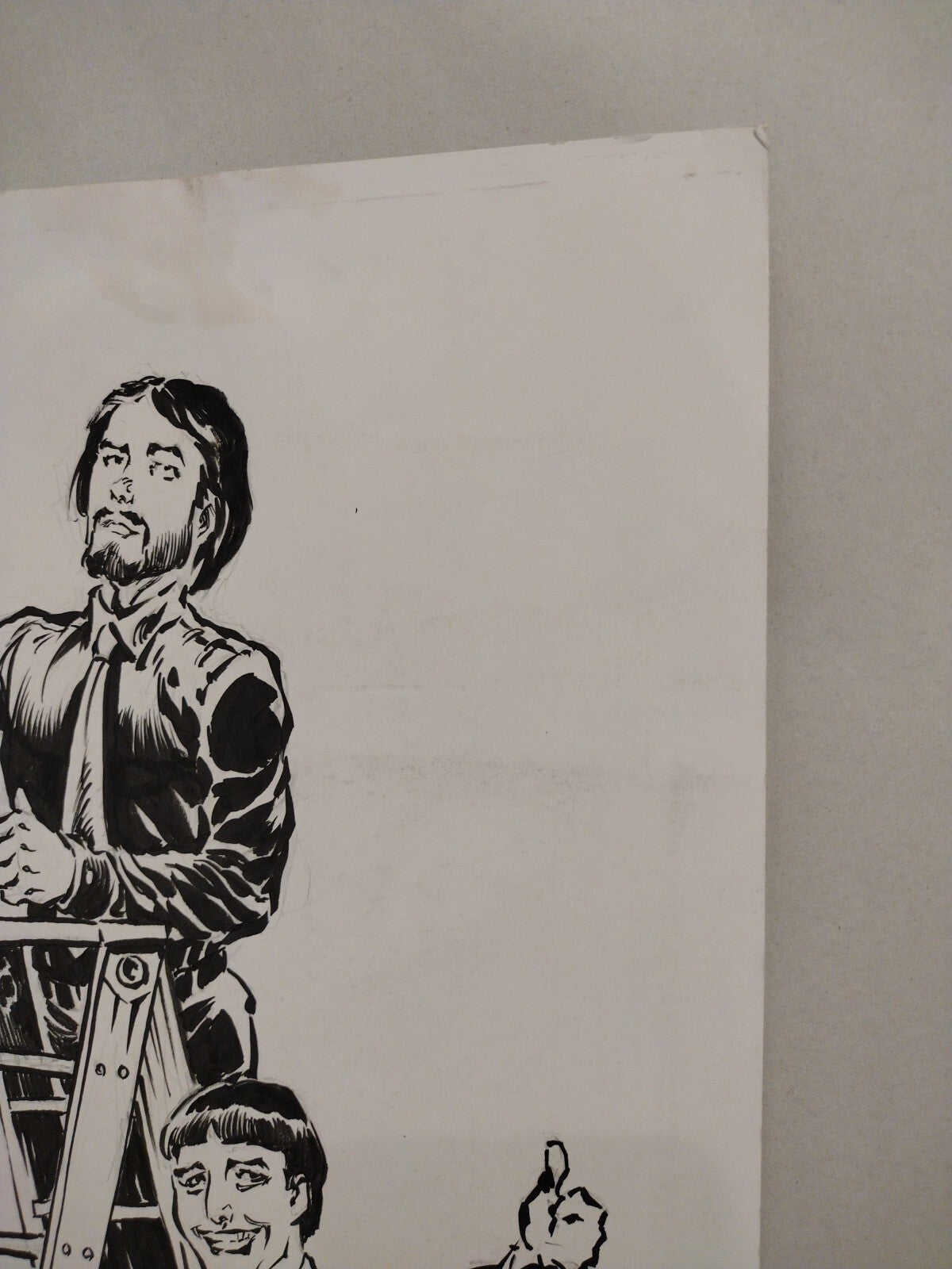 Tim Vigil Original Inked Illustration 3 Figure Character 11 X 17 Signed