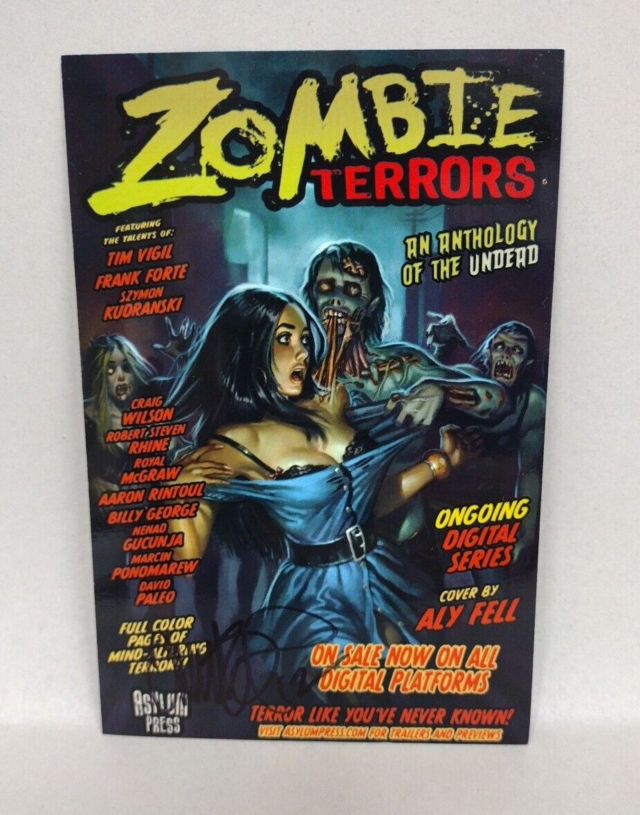 Zombie Terrors (2010) 14 X 8.5 Asylum Press Promotional Poster + Postcard Signed