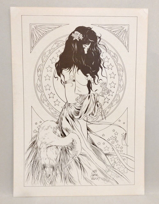 Steve Woron (1989) Signed Linen Woman Illustration Print Numbered 41/90