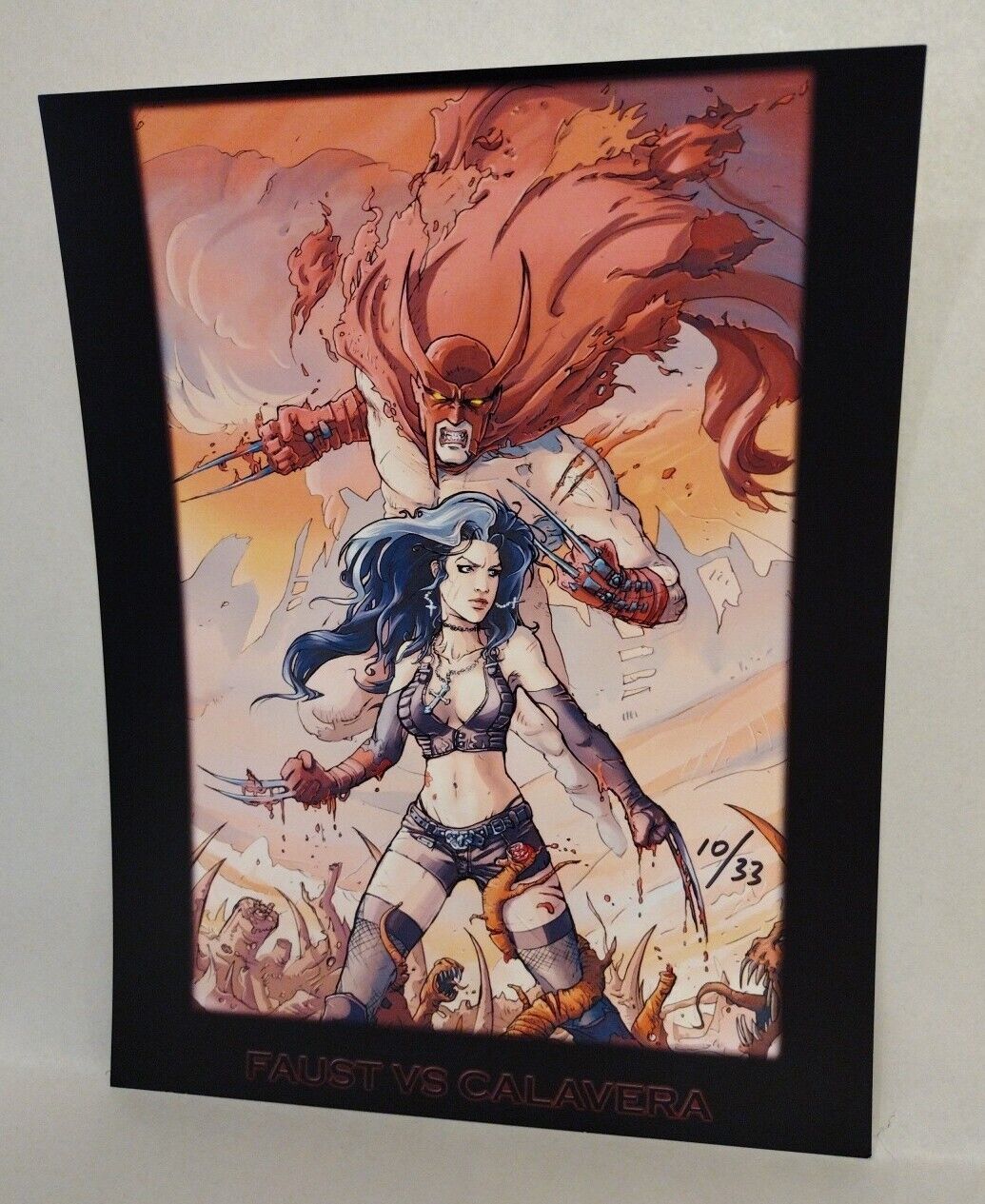 Faust Vs Calavera (2007) RAW Portfolio Print Set COA 1 A Signed Tim Vigil 10/33