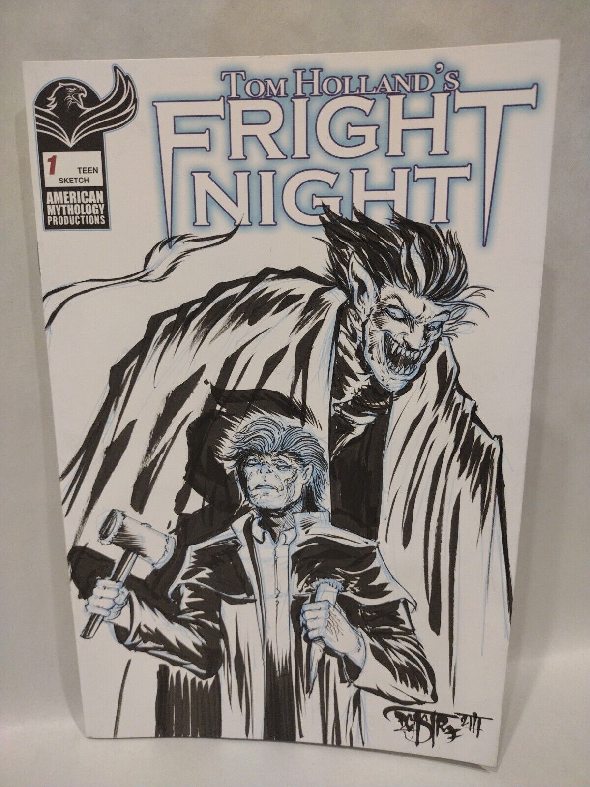 Tom Holland's Fright Night #1 Blank Cover Variant W Original Dave Castr Art COA