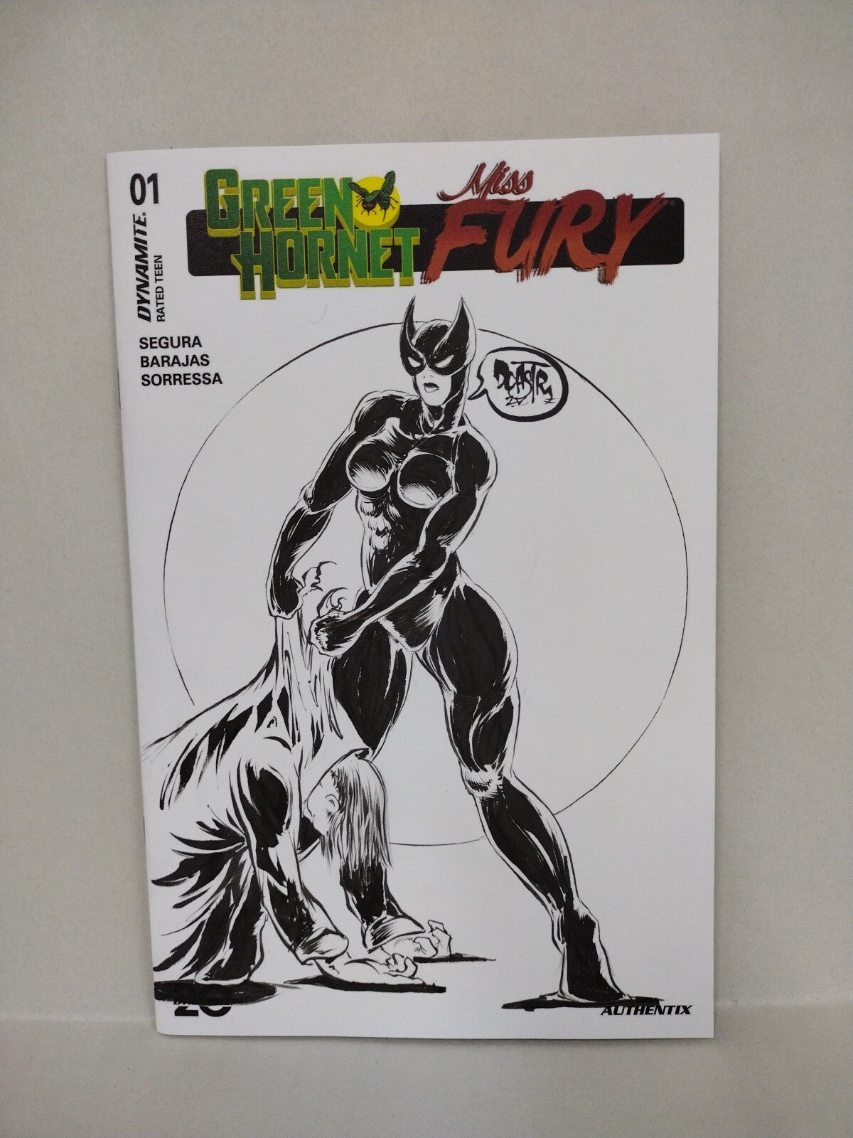 Green Hornet Miss Fury #1 Dynamite 2025 Sketch Cover W Original DCastr Art