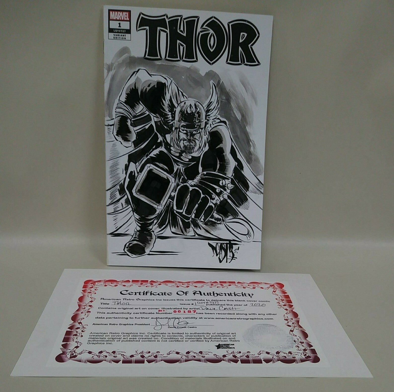 THOR #1 (2020) Marvel Sketch Cover Variant Comic W Original DCastr Art